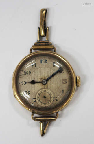 A 9ct gold circular cased wristwatch, the jewelled lever movement detailed 'R&S Adjusted', import
