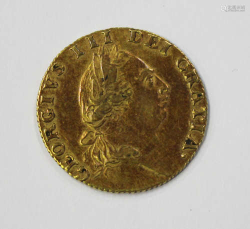 A George III guinea 1787.Buyer’s Premium 29.4% (including VAT @ 20%) of the hammer price. Lots