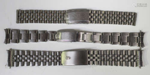 A Rolex stainless steel link bracelet, the fold-over clasp with Rolex crown, each end detailed '51',
