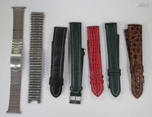A collection of Breitling watch straps and bracelets, including an assortment of thirty-seven