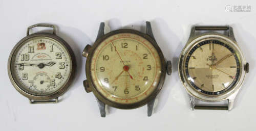 An Ardan gilt metal cased gentleman's chronograph wristwatch, the signed dial with gilt Arabic