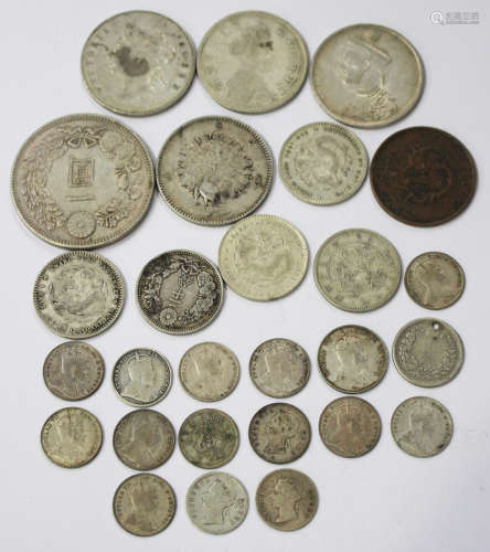 A collection of Chinese, Japanese and South-east Asian coinage, including a Japanese one yen trade