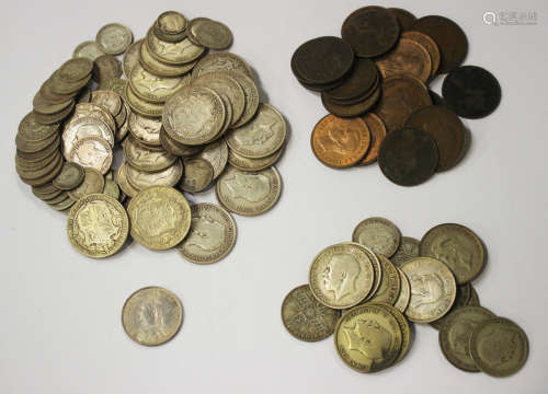 A large collection of British silver-nickel and bronze coinage, including half-crowns, florins,