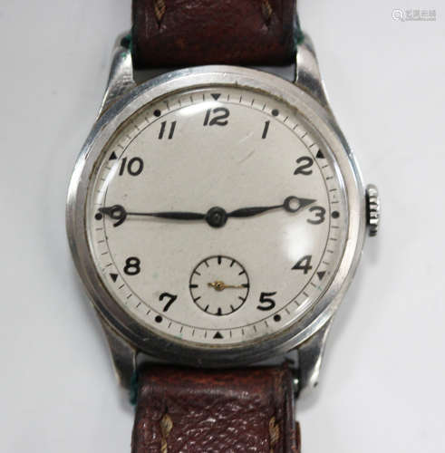 A Longines stainless steel cased gentleman's wristwatch, circa 1934, the signed and jewelled 12.68 Z