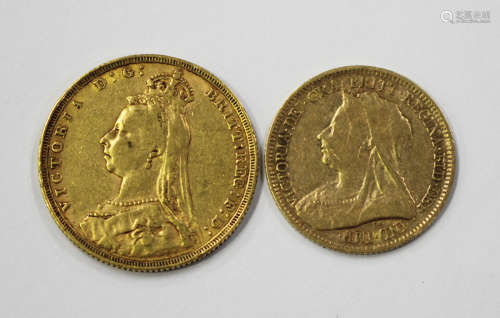 A Victoria Jubilee Head sovereign 1888 and a Victoria Old Head half-sovereign 1893.Buyer’s Premium