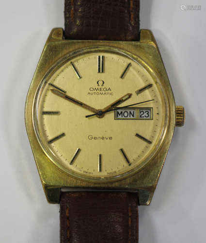 An Omega Automatic gilt metal fronted and steel backed gentleman's wristwatch, circa 1972, the