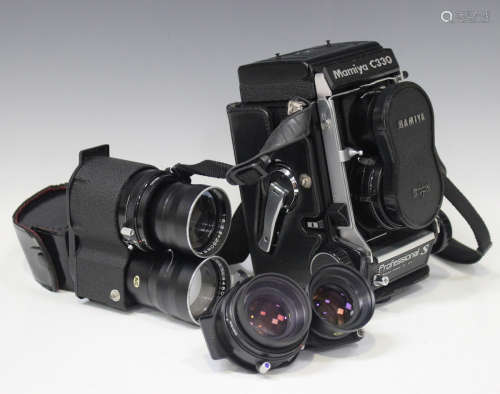 A Mamiya C330 Professional S twin lens reflex camera, serial No. W120765, with Mamiya Sekor 1:4.5