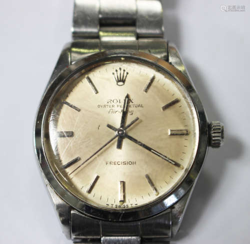 A Rolex Oyster Perpetual Air-King steel gentleman's bracelet wristwatch, circa 1972, Ref. No.