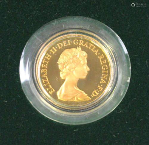 An Elizabeth II proof sovereign 1980, with a Royal Mint case.Buyer’s Premium 29.4% (including
