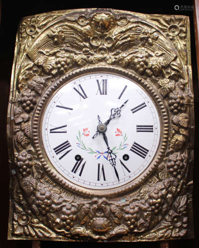 A 20th century French oak cased comtoise or morbier longcase clock with eight day movement