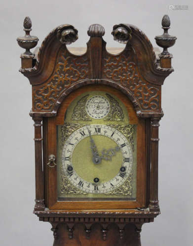 A 20th century mahogany diminutive longcase clock, the eight day movement with platform
