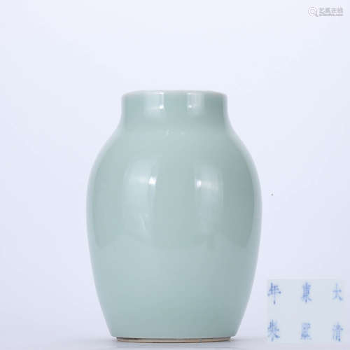 A Chinese Cyan Glazed Porcelain Flower Vase