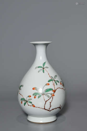 A Chinese Multicolored Floral Porcelain Yuhuchunping