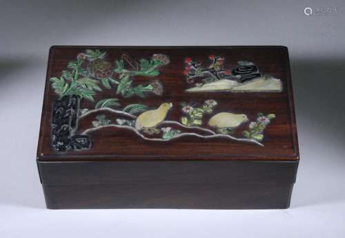 Chinese Wood Box with Inlay, 20th Century