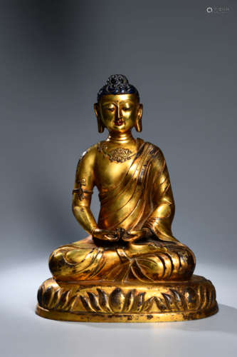 A Chinese Bronze Gilding Buddha Statue