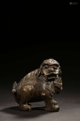 A Chinese Bamboo Carved Lion Ornament