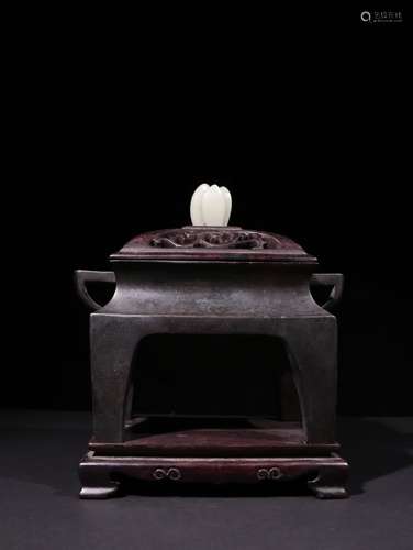 A Chinese Bronze Stem Incense Burner