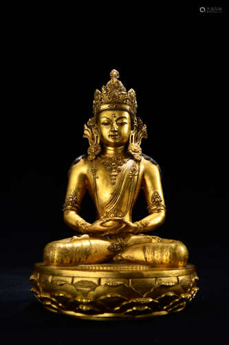 A Chinese Gild Copper Statue of Sakyamuni