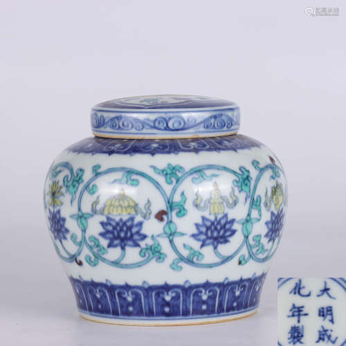 A Chinese Doucai Floral Porcelain Jar with Cover