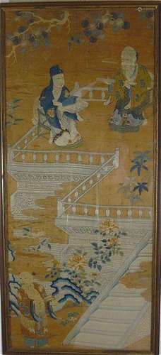 Chinese Embroidered Silk Panel, 19th C.