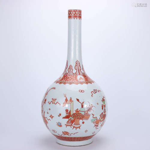 A Chinese Iron Red Porcelain Flask