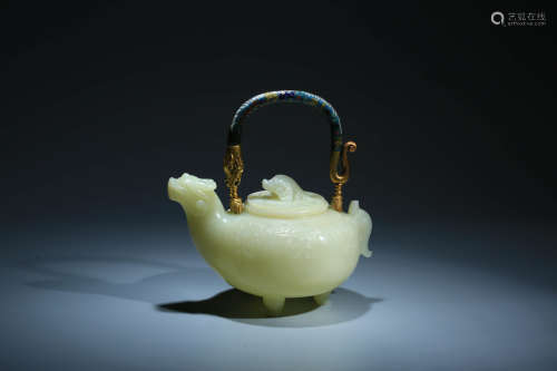 A Chinese White Jade  Pot