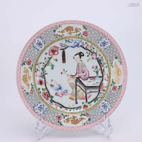 A Chinese Famille Rose Figure Painted Porcelain Plate