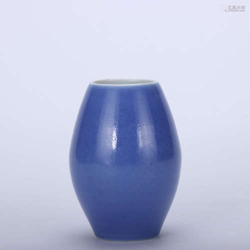 A Chinese Blue Glazed Porcelain Flower Vase