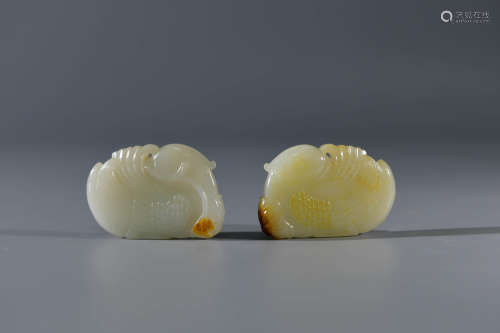 A Pair of Chinese White Jade Pendant