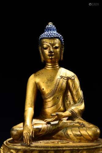 A Chinese Gild Copper Statue of Tathagata