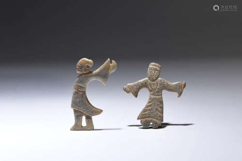 Two Chinese Jade Dancing Figures