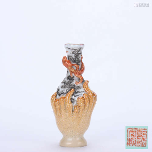 A Chinese Ink Colored Buddha Hand Porcelain Vase