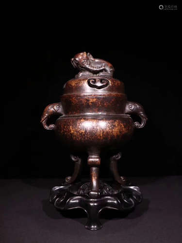 A Chinese Bronze Stem Incense Burner