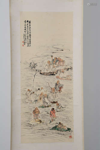 A Chinese Painting of Luohan, Wangzhen Mark