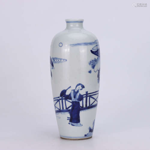 A Chinese Blue and White Figure Painted Porcelain Vase