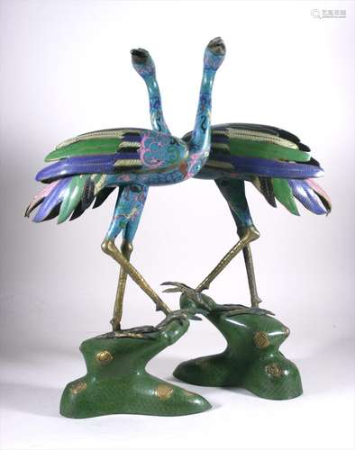 Pair of Chinese Cloisonne Cranes, 19th century