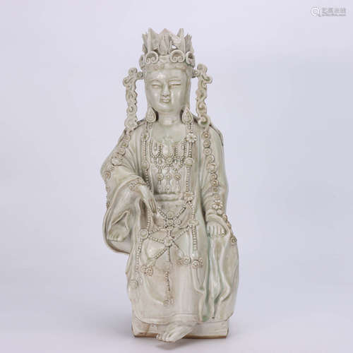 A Chinese White Glazed Porcelain Guanyin Statue