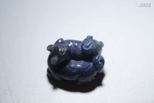 A Chinese Sapphire Carved Ornament