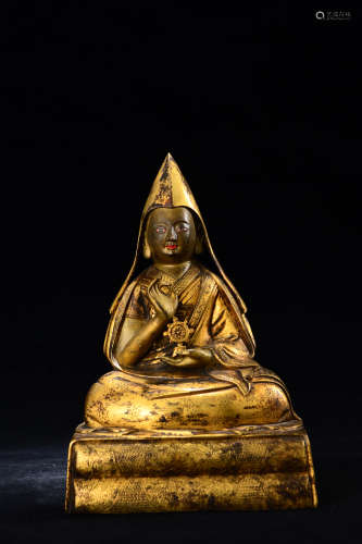 A Chinese Gild Copper Statue of Guru Buddha