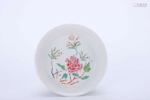 A Chinese Enamel Floral Porcelain Saucer