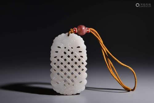 A Chinese White Jade Hollow Out Pendant