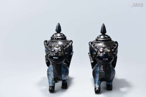A Pair of Chinese Qilin Vases