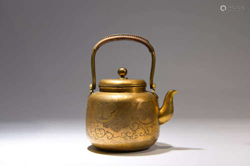 A Chinese Bronze Gilt Loop-handled Pot