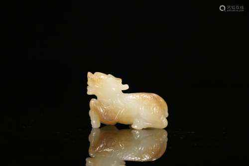 A Chinese Carved Hetian Jade Kylin Ornament