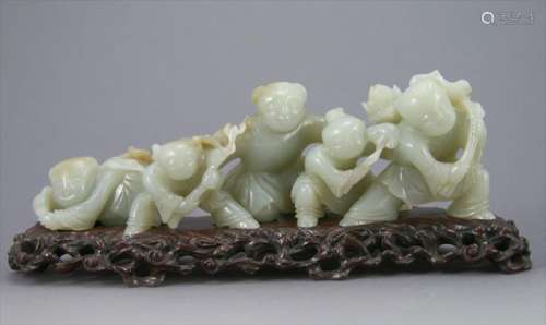 A Chinese Celadon Jade Brush Rest 18/19th C