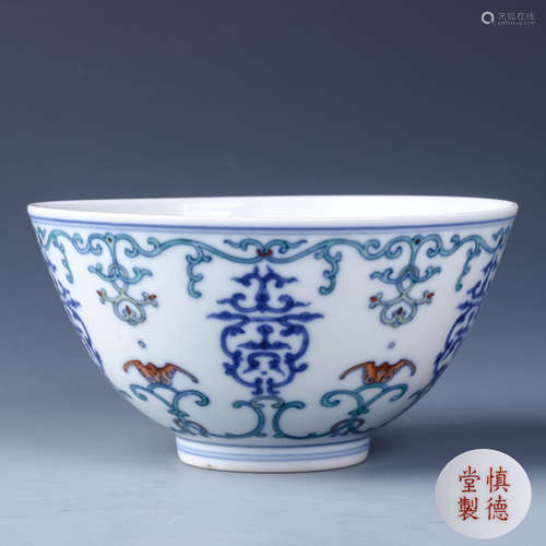 A Chinese Doucai Floral Porcelain Cup