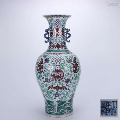 A Chinese Doucai Porcelain Double Ears Vase