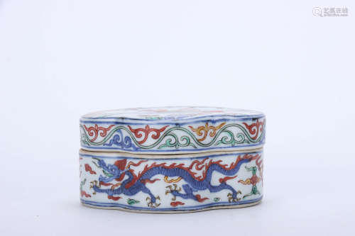 A Chinese Multi Colored Painted Porcelain Box with Cover
