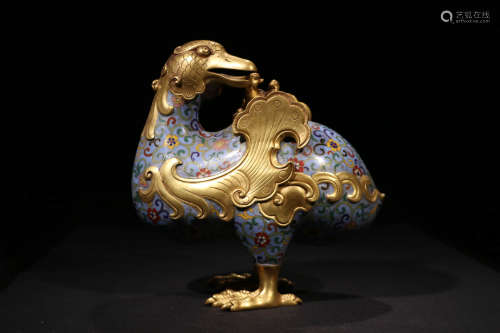 A Chinese Copper Cloisonne Goose Ornament