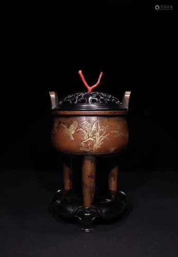 A Chinese Bronze Gilding Incense Burner